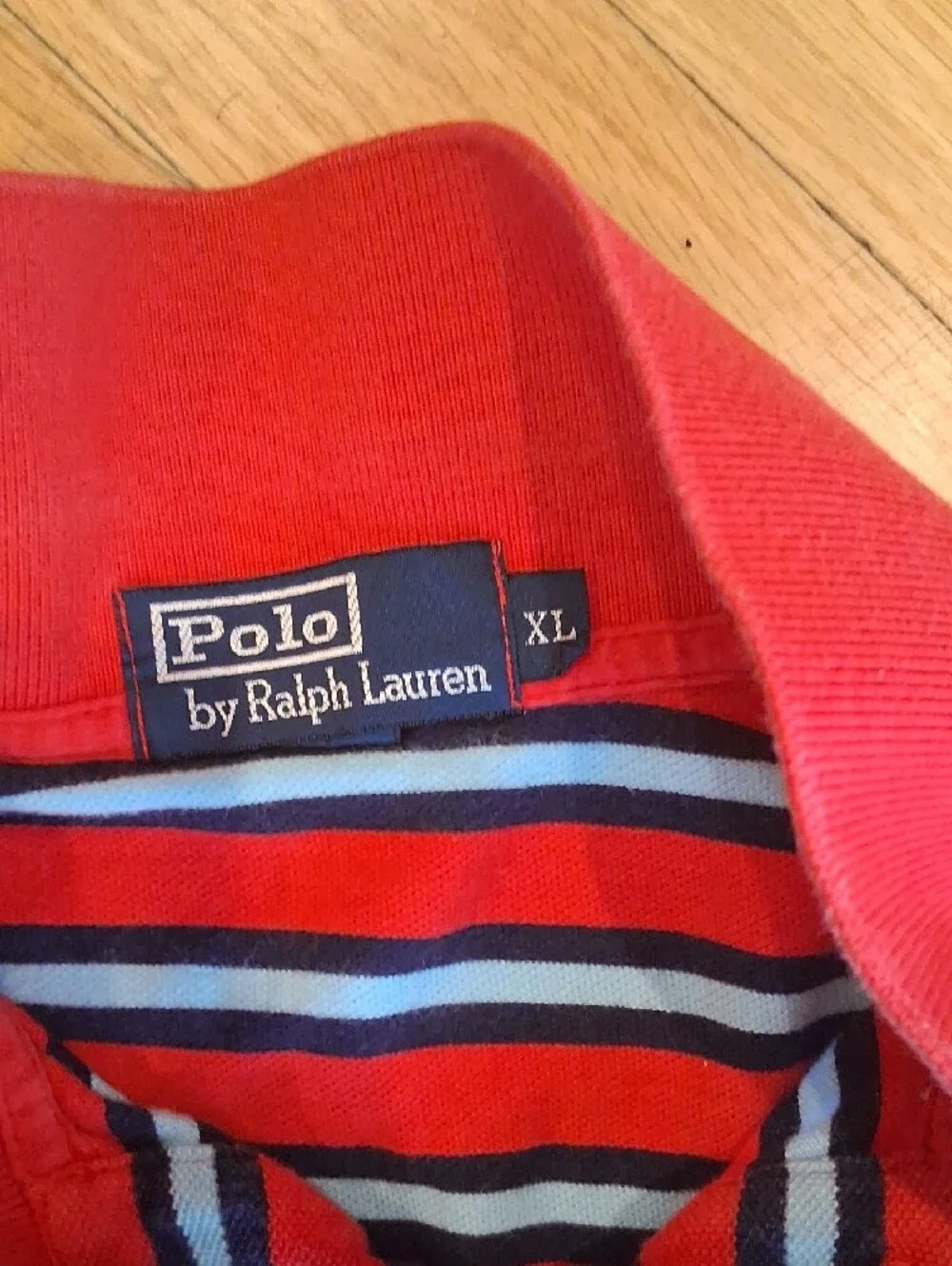 Ralph Lauren Red and Blue Striped Polo